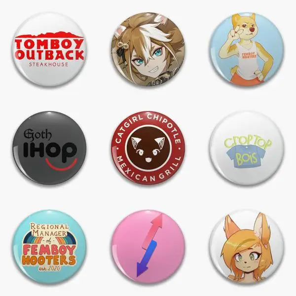 Femboy Goth Ihop Parody White Text Pride Flag Loves Ds Soft Button Pin Customizable Clothes Lapel Pin Fashion Badge