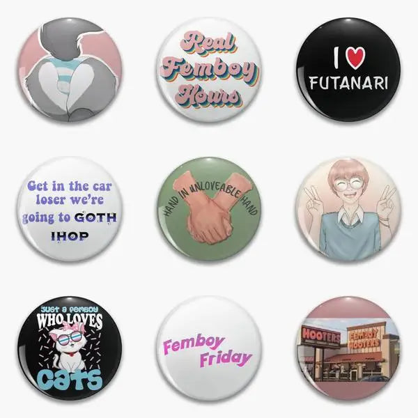 Femboy Goth Ihop Parody White Text Pride Flag Loves Ds Soft Button Pin Customizable Clothes Lapel Pin Fashion Badge
