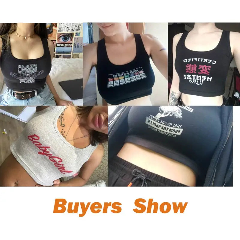 Crop Top Women Femboy Sissy Harajuku Emo Aesthetic Grunge Gym korean Tank Top Sexy Blouse Female Clothes Top Mujer Verano 2021