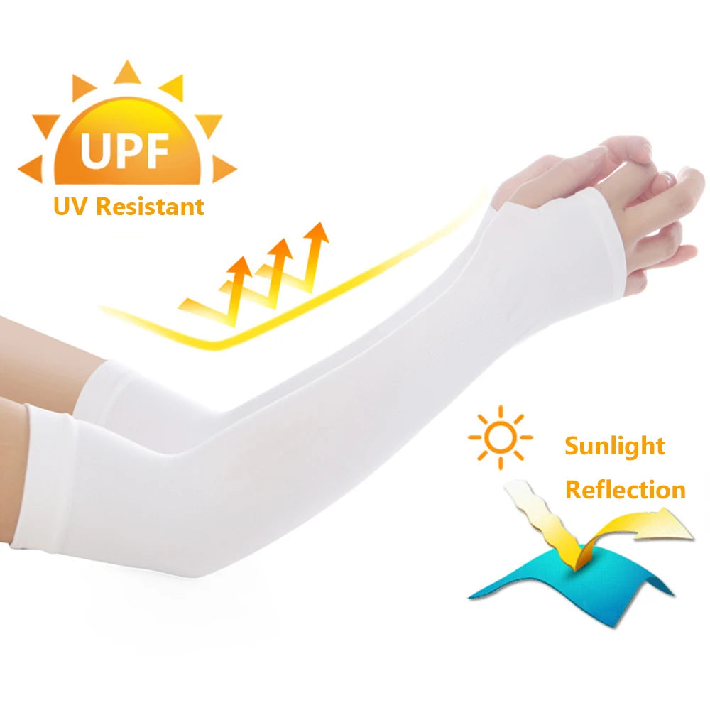 1Pair Arm Sleeves Sun UV Protection Hand Cover Stretchy Sports Sleeve Summer Cooling Running Cycling Outdoor Arm Sleeves