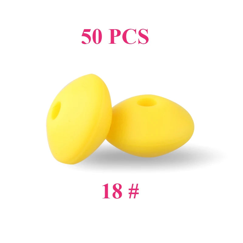 50pcs Baby Silicone Beads 12mm Lentil Beads Food Grade DIY pacifier clip Necklace Teether children's Toys products Accessories