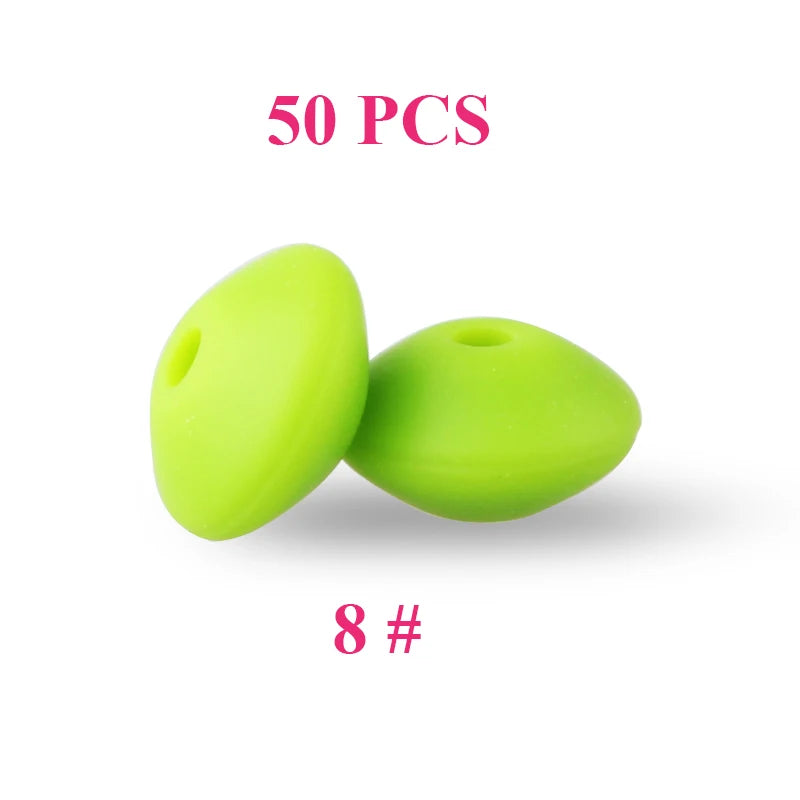 50pcs Baby Silicone Beads 12mm Lentil Beads Food Grade DIY pacifier clip Necklace Teether children's Toys products Accessories