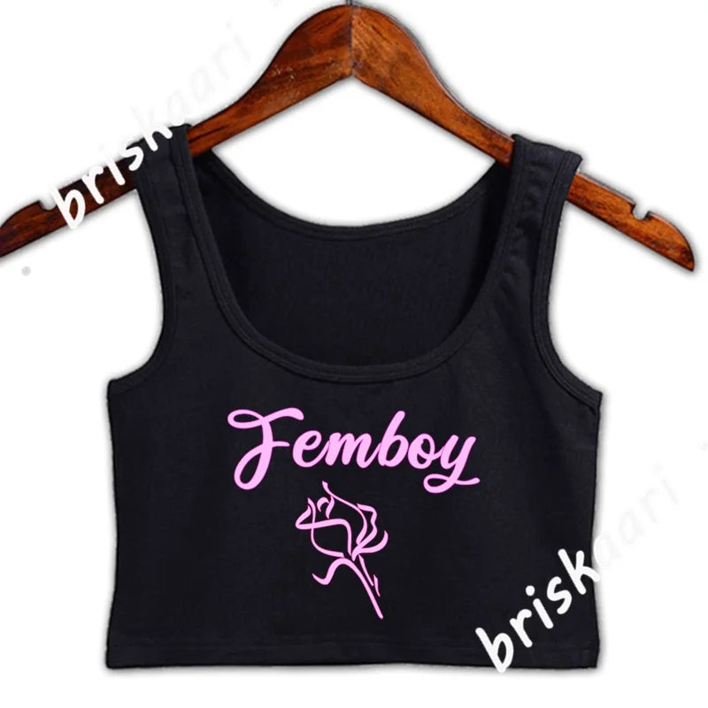 I Love Femboy Crop Top Women Size S-2xl Normal Spring Autumn Cool Top Femboy Hooters Tank Top For Girls