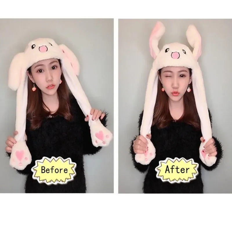 Cartoon Cuddly Moving Ear Rabbit Hat Dance Plush Toy Plush Cap Hat Soft Stuffed Animal Toy Toys for Children