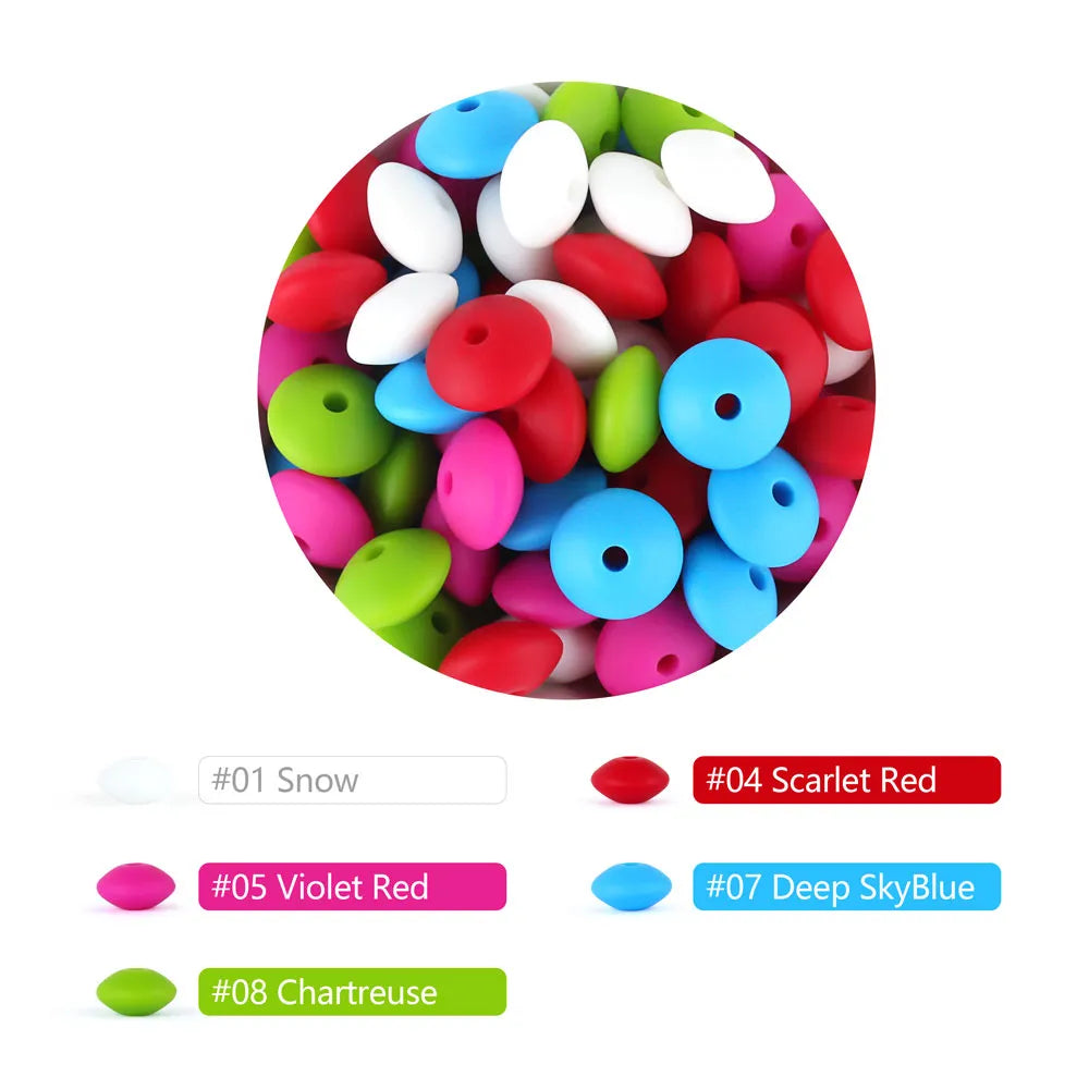 50pcs Baby Silicone Beads 12mm Lentil Beads Food Grade DIY pacifier clip Necklace Teether children's Toys products Accessories