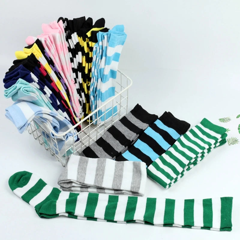 Long Striped Stockings Printed Femboy Thigh High Colorful Long Socks Stockings for Daily or Anime Cosplay Party Stockings