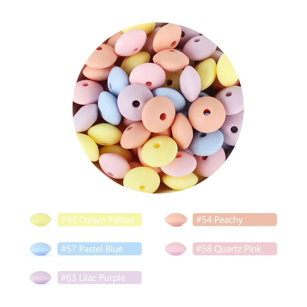 50pcs Baby Silicone Beads 12mm Lentil Beads Food Grade DIY pacifier clip Necklace Teether children's Toys products Accessories