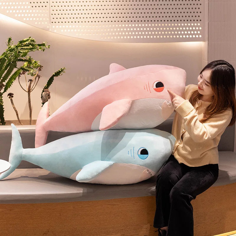 60-110CM Super Huge Plush Shark Toy Soft Stuffed Animal Pillow for Birthday Gifts Pink Blue Shark Cushion Doll Gift For Children