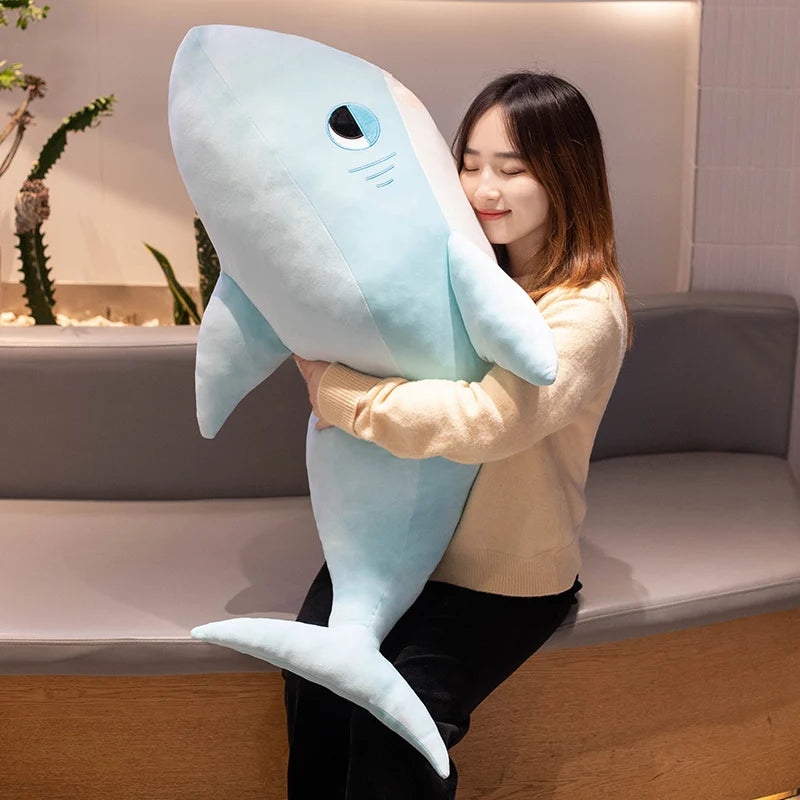 60-110CM Super Huge Plush Shark Toy Soft Stuffed Animal Pillow for Birthday Gifts Pink Blue Shark Cushion Doll Gift For Children