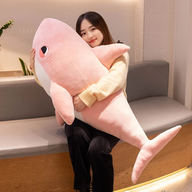 60-110CM Super Huge Plush Shark Toy Soft Stuffed Animal Pillow for Birthday Gifts Pink Blue Shark Cushion Doll Gift For Children