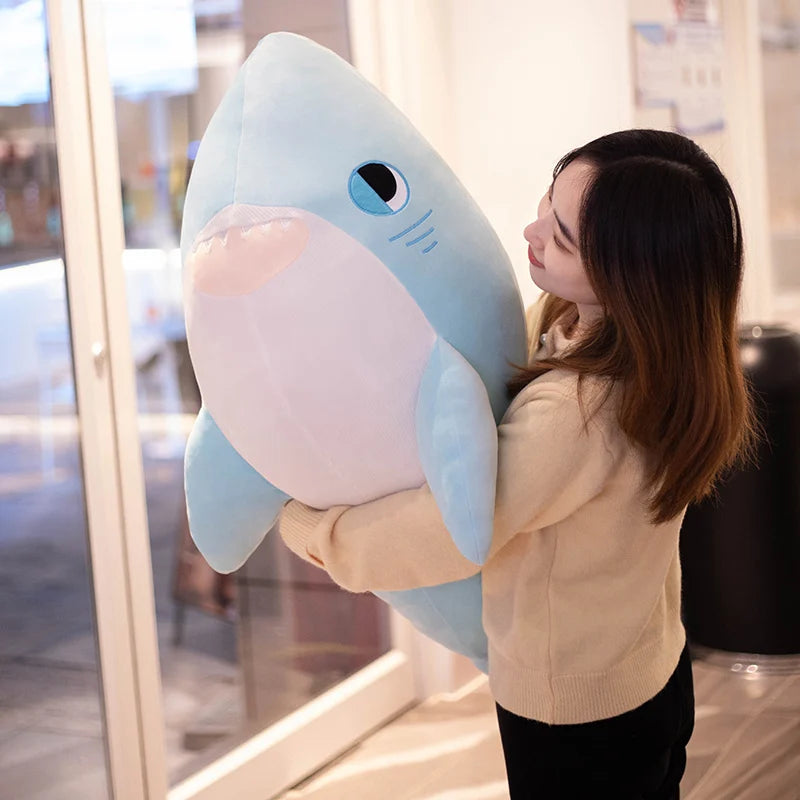 60-110CM Super Huge Plush Shark Toy Soft Stuffed Animal Pillow for Birthday Gifts Pink Blue Shark Cushion Doll Gift For Children