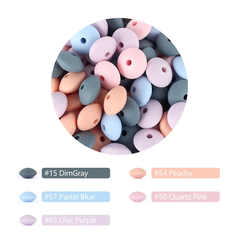 50pcs Baby Silicone Beads 12mm Lentil Beads Food Grade DIY pacifier clip Necklace Teether children's Toys products Accessories