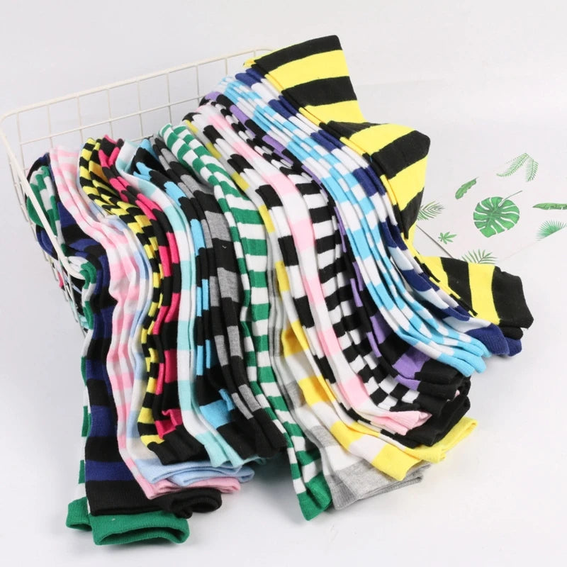 Long Striped Stockings Printed Femboy Thigh High Colorful Long Socks Stockings for Daily or Anime Cosplay Party Stockings