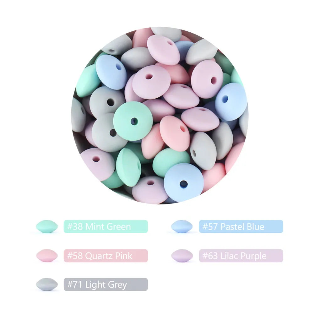 50pcs Baby Silicone Beads 12mm Lentil Beads Food Grade DIY pacifier clip Necklace Teether children's Toys products Accessories