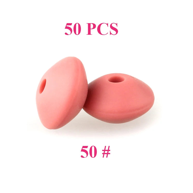 50pcs Baby Silicone Beads 12mm Lentil Beads Food Grade DIY pacifier clip Necklace Teether children's Toys products Accessories