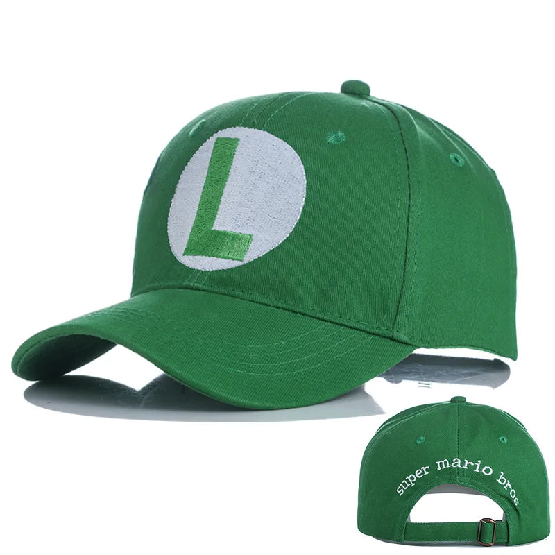 Super Marios Bros Cartoon Hat Luigi Embroidery Anime Figure Peripherals Baseball Cap Shade Sun Protection Children Cosplay Gifts