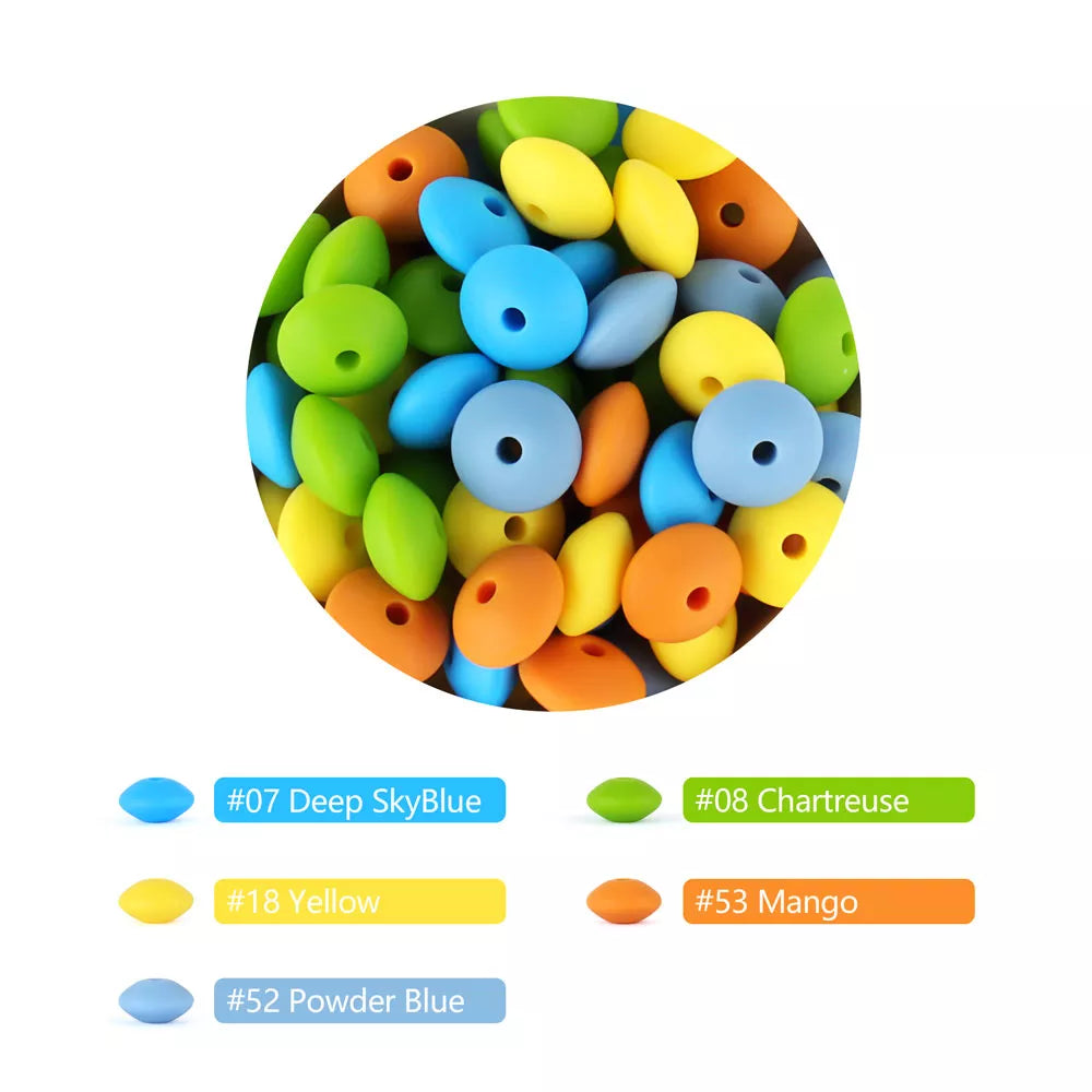 50pcs Baby Silicone Beads 12mm Lentil Beads Food Grade DIY pacifier clip Necklace Teether children's Toys products Accessories