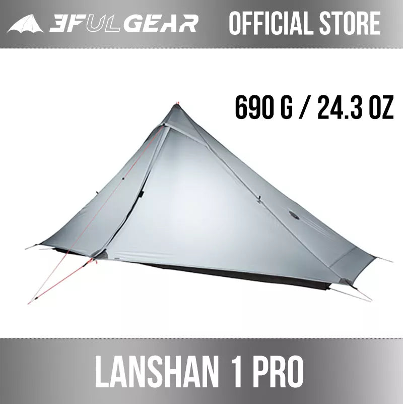 3F UL GEAR official Lanshan 1 pro  Tent Outdoor 1 Person Ultralight Camping Tent 3 Season Professional 20D Silnylon Rodless