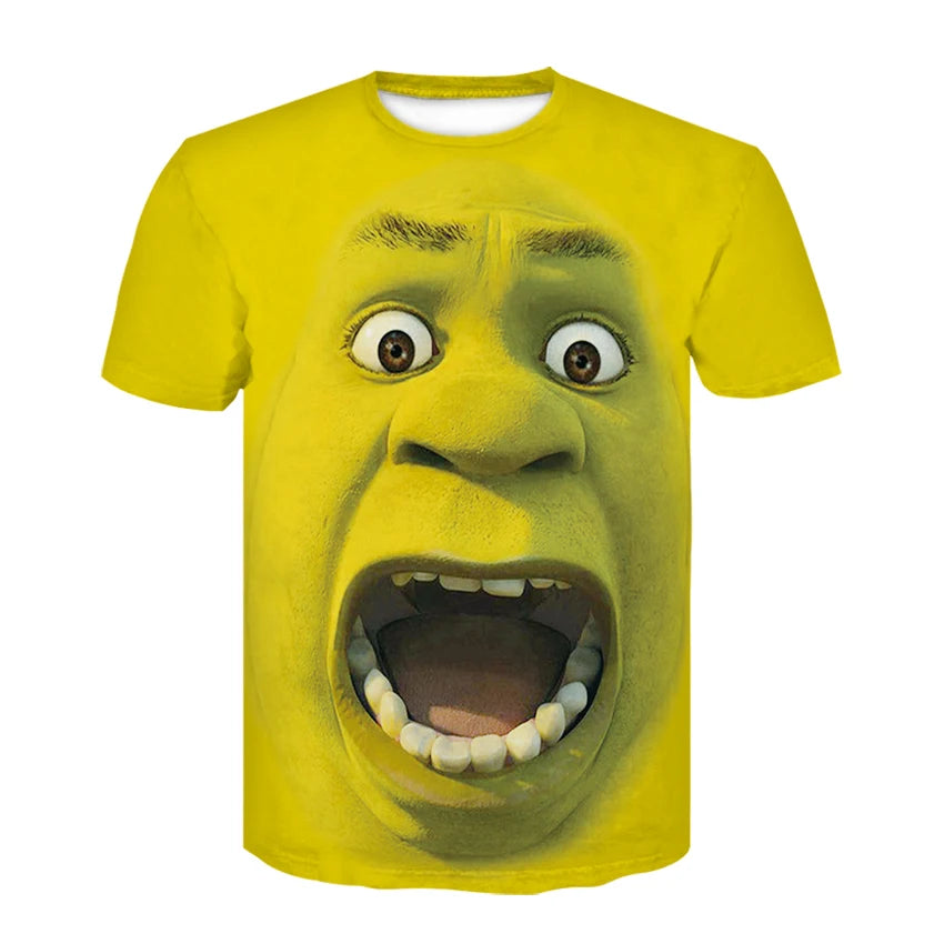 New summer men's T shirt Shrek 3d print funny t-shirts streetwear fashion hip hop round neck short-sleeved oversized t shirt