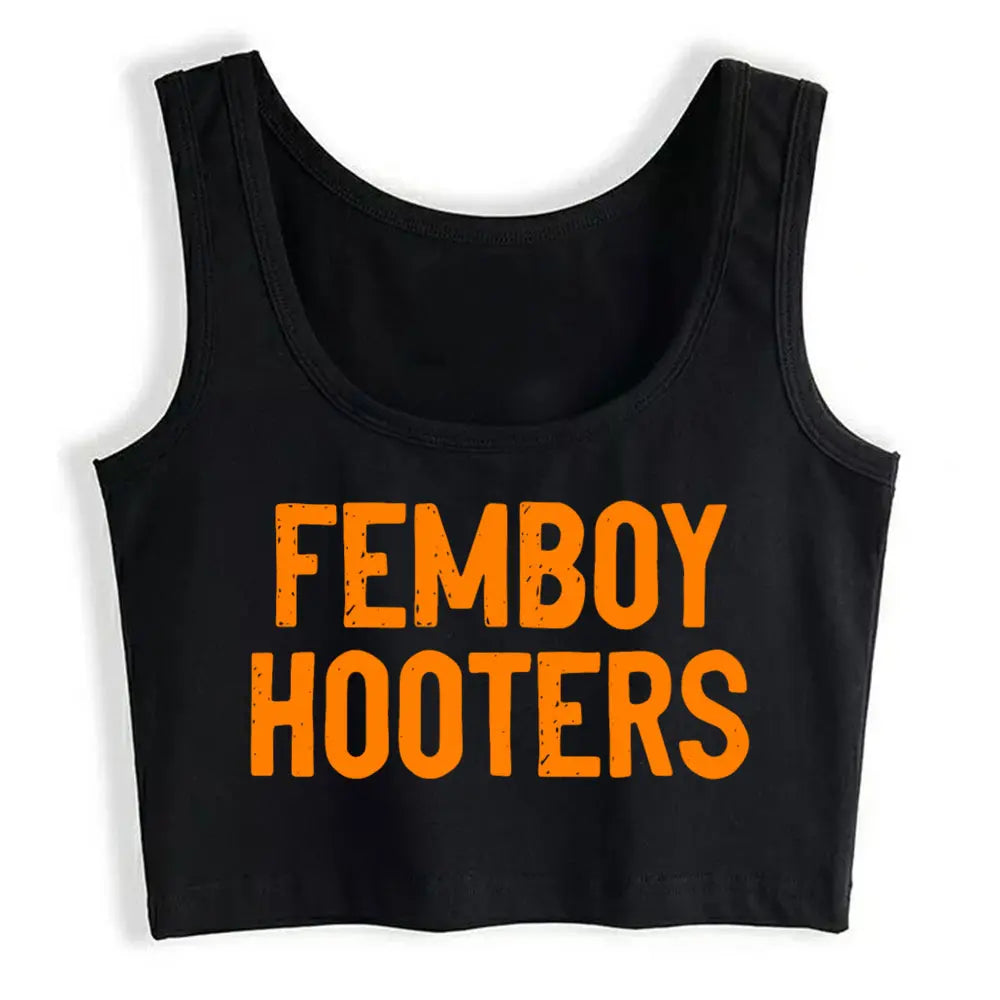 Crop Top Sport I Love Femboy Funny Black Print Tops Women