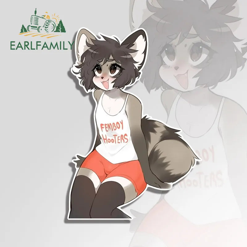 EARLFAMILY 13cm for Femboy Hooters Furry Car Stickers Car Door Protector Decal Windshield Vinyl Creative Caravan JDM Accessories