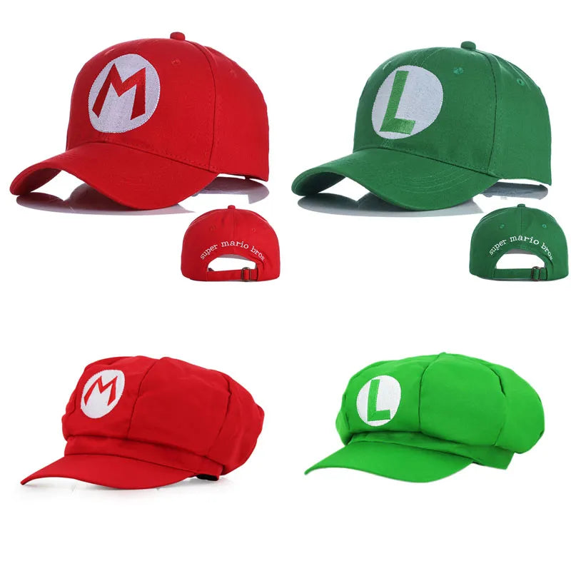 Super Marios Bros Cartoon Hat Luigi Embroidery Anime Figure Peripherals Baseball Cap Shade Sun Protection Children Cosplay Gifts